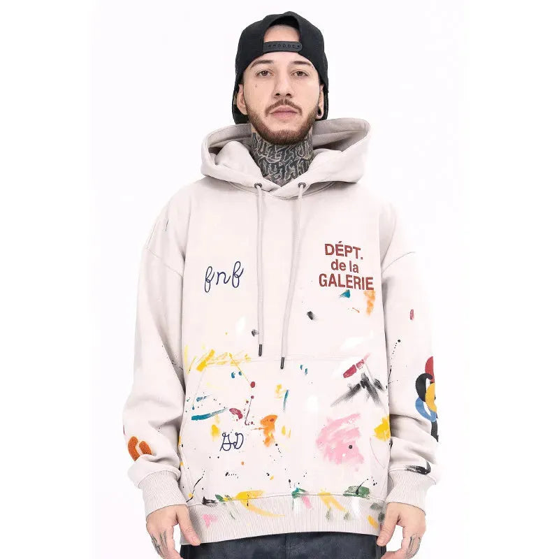 Graffiti Splash Ink Hip Hop High Street Distressed Retro Hoodie For Men And Women - Bellarte Enchanté Graffiti Splash Ink Hip Hop High Street Distressed Retro Hoodie For Men And Women